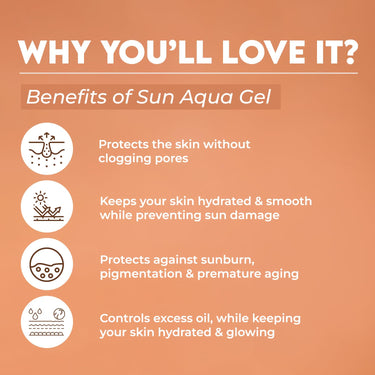 Jovees Herbal Sun Aqua Gel SPF 50 PA+++ | Lightweight, Water-Like Texture | 1% Hyaluronic Acid | Non-Greasy, No White Cast | Perfect for Oily & Combination Skin 100g